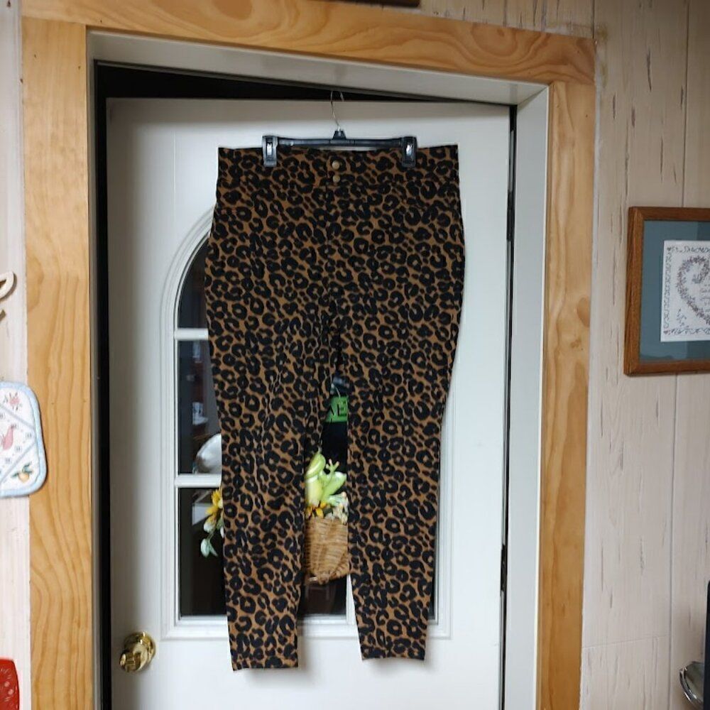 Terra & Sky Brown Black Animal Print  Jegging Pants Size Women's 1X 16W/18W